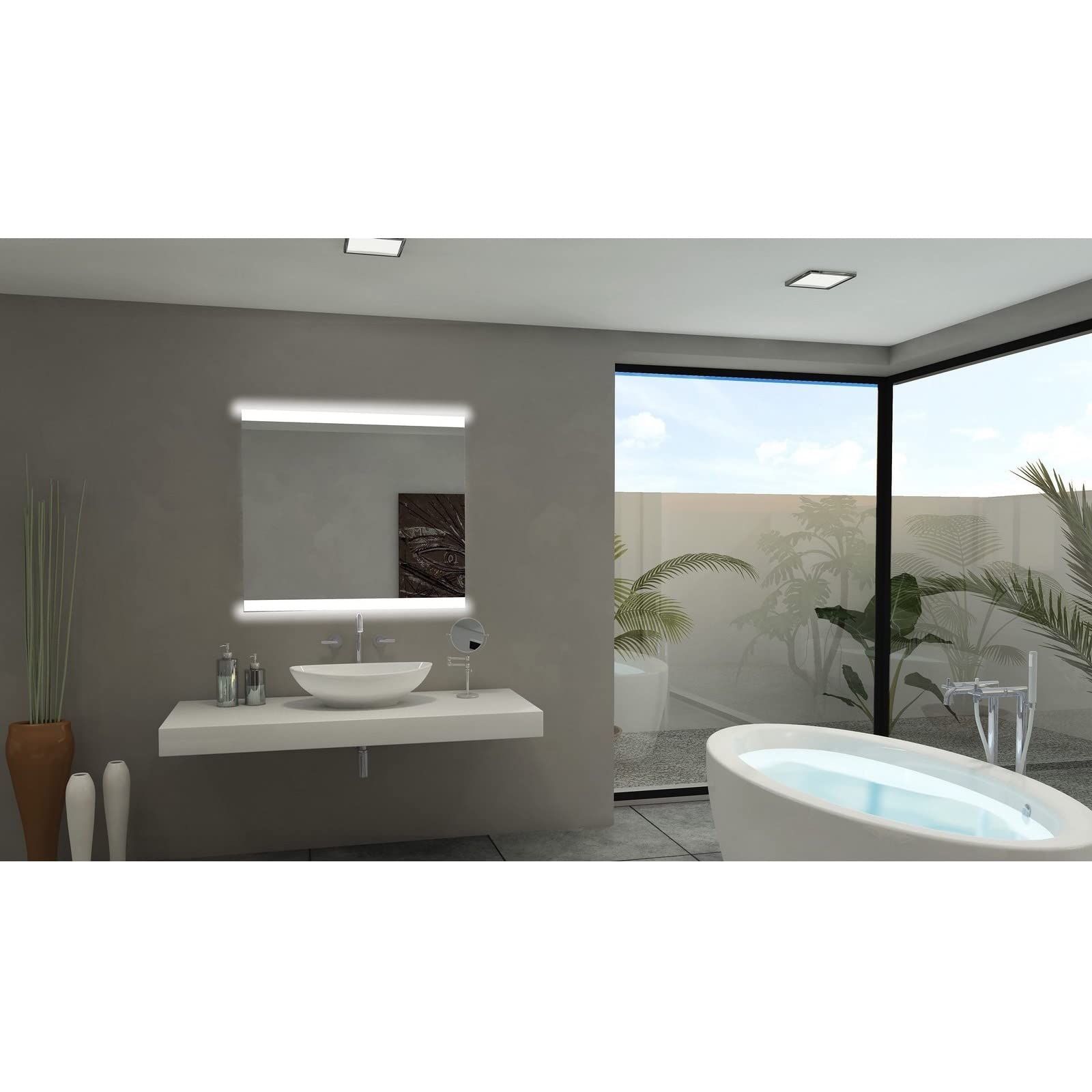 IBMIRROR Paris LED Backlit Bathroom Mirror - Modern Vanity Mirror with Adjustable Lighting for Makeup, Shaving & Home Decor