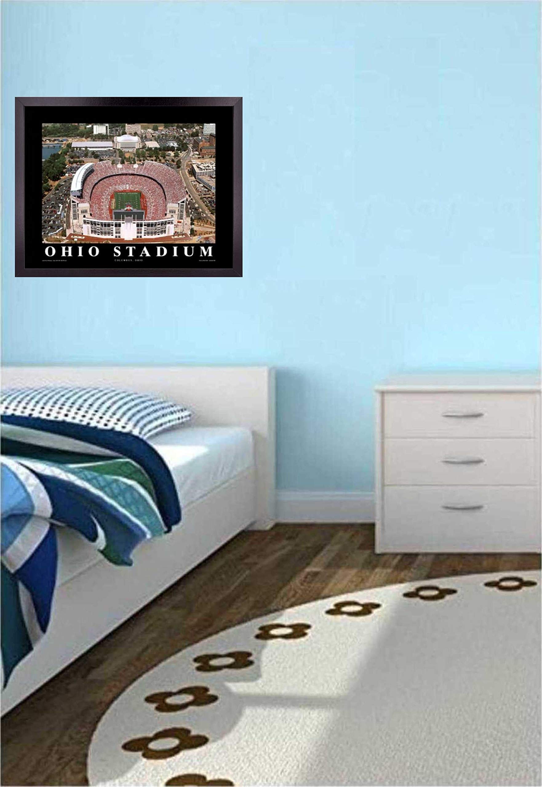 Ohio State Buckeyes Football Stadium Aerial View Framed Wall Art Print - 23