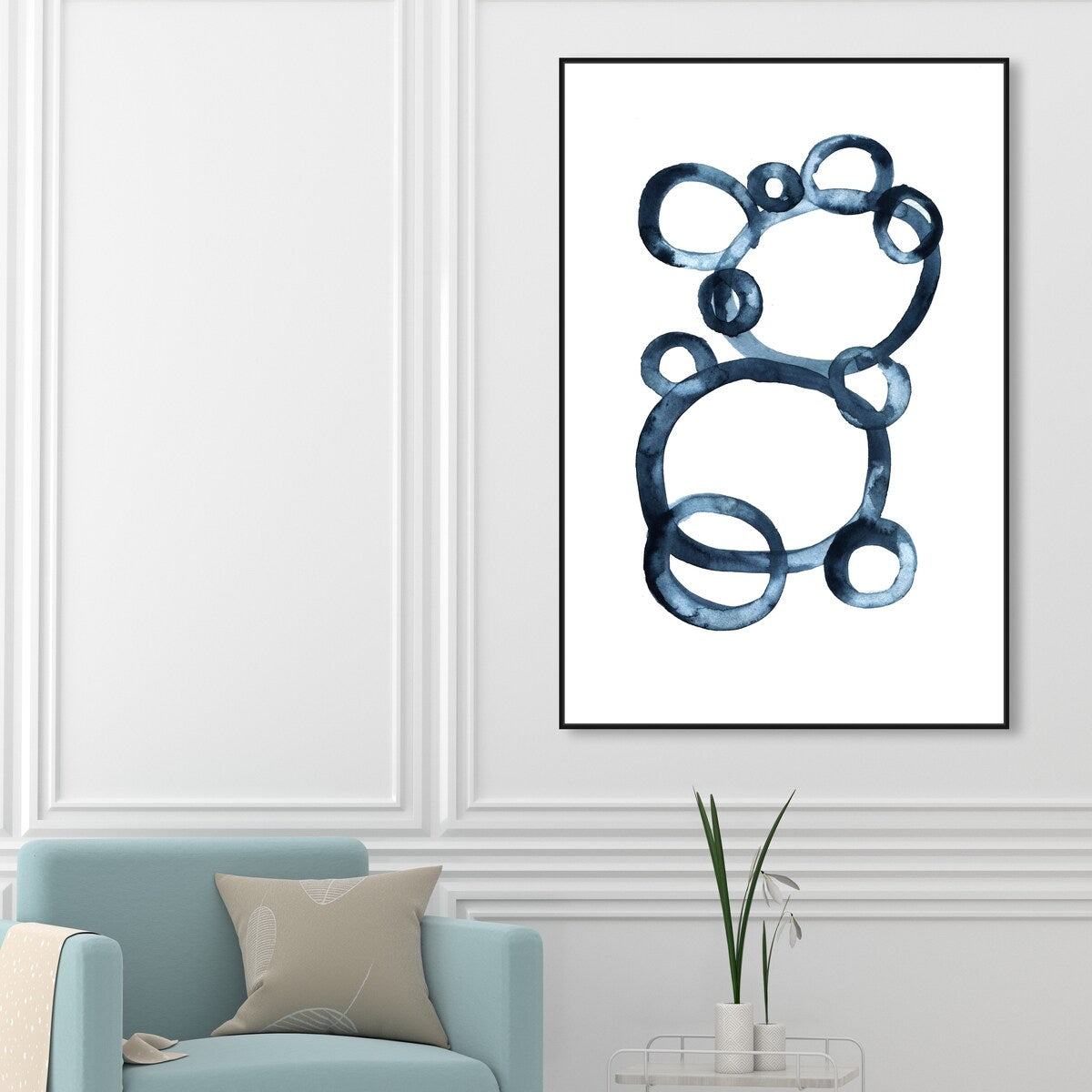 Bear Bubbles Canvas Wall Art - Modern Baby Bear Finger Painting Nursery Decor - White Framed Contemporary Print for Boys Room - Perfect for Kids Bedroom, Playroom & Baby Shower Gift