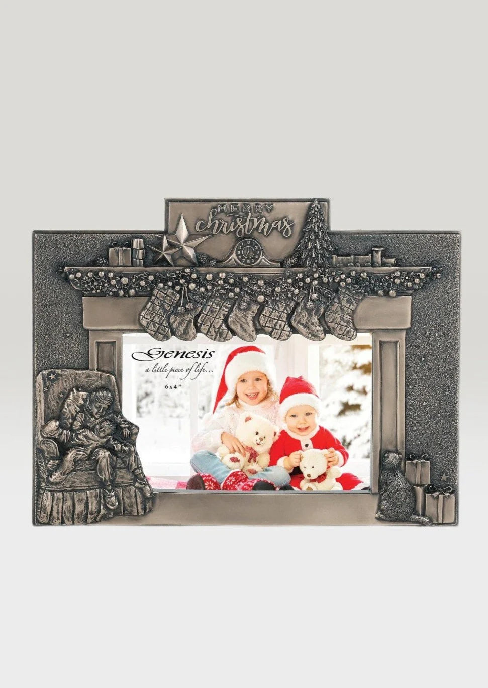 Genesis Christmas Fireplace Frame - Holiday Decor for Mantel, Home & Office - Perfect for Festive Season, Winter Decorations & Cozy Gatherings
