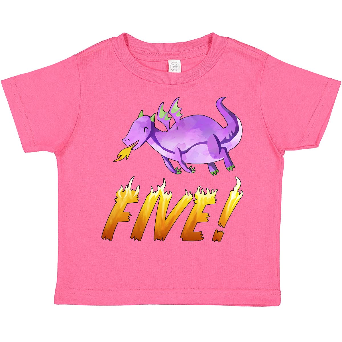 inktastic 5 Fifth Birthday Purple Dragon Breathing Fire Toddler T-Shirt - Fun Kids Party Outfit & Cute Playdate Apparel
