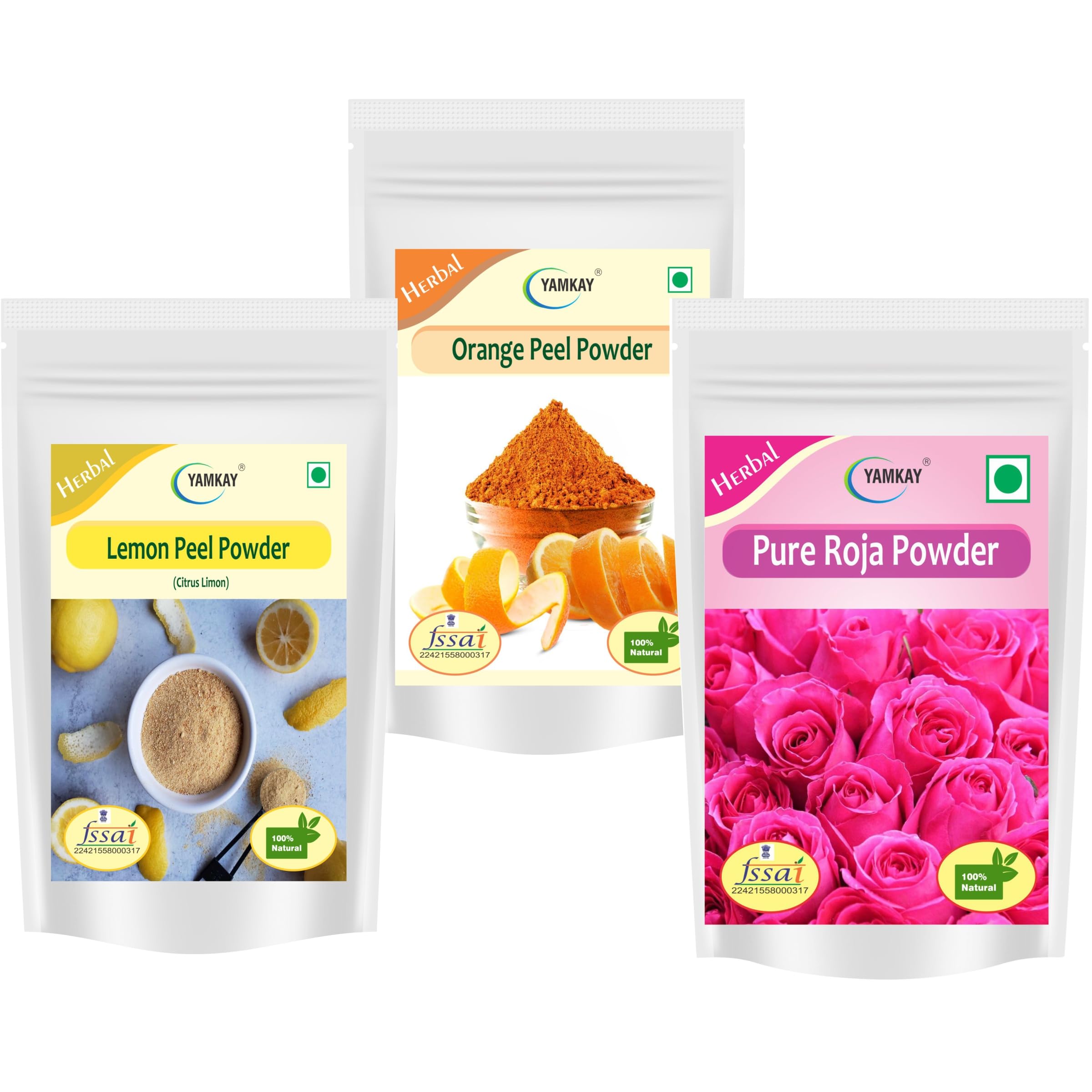 Yamkay Rose & Citrus Peel Powder Combo - 100g x 3 for Face & Skin Care | DIY Beauty
