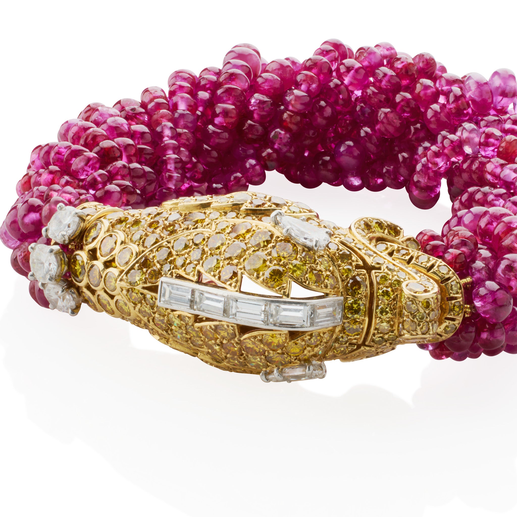 Cartier Paris Diamond & Ruby Chimera Head Bracelet - Luxury Jewelry for Women, Elegant Gift for Special Occasions