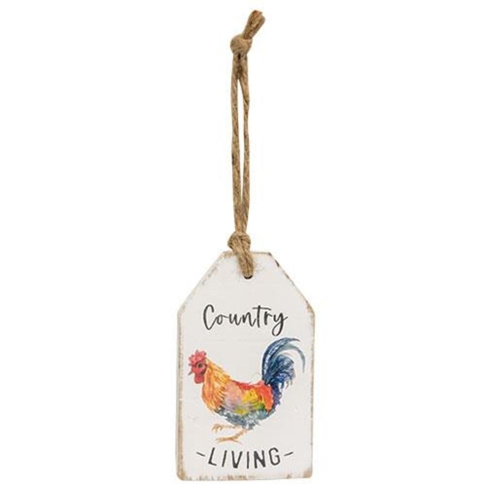 Vintage Country Living Rooster Wood Tag - Rustic Farmhouse Decor for Kitchen, Garden & Home - Perfect for Wall Art, Gift Tags & DIY Crafts