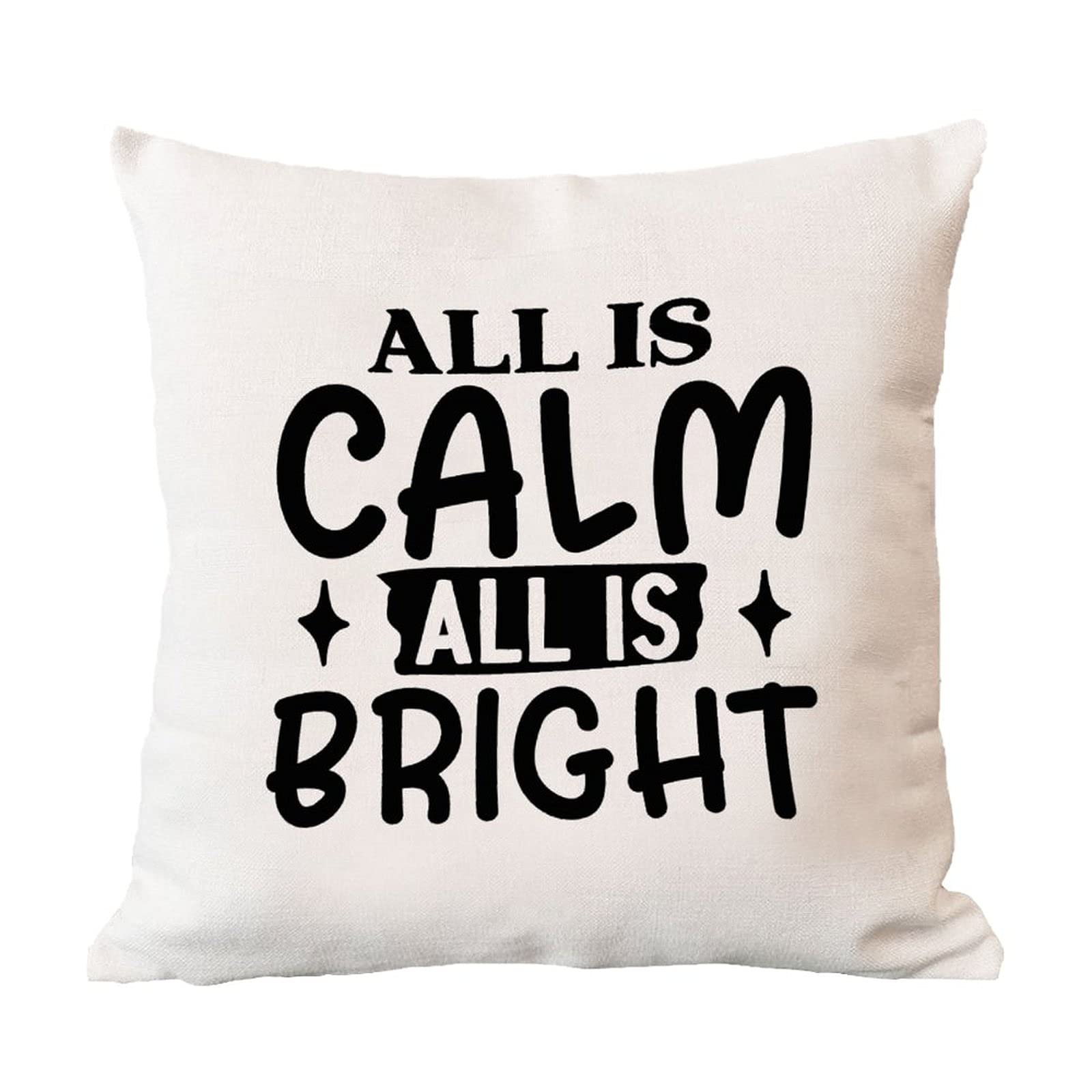 Religious Christmas Pillow Cover - 'All is Calm All is Bright' Bible Verse Christian Home Decor for Sofa, Couch, Bed (18x18 Inch) - Perfect Gift for Holidays, Bible Study & Cozy Winter Decor