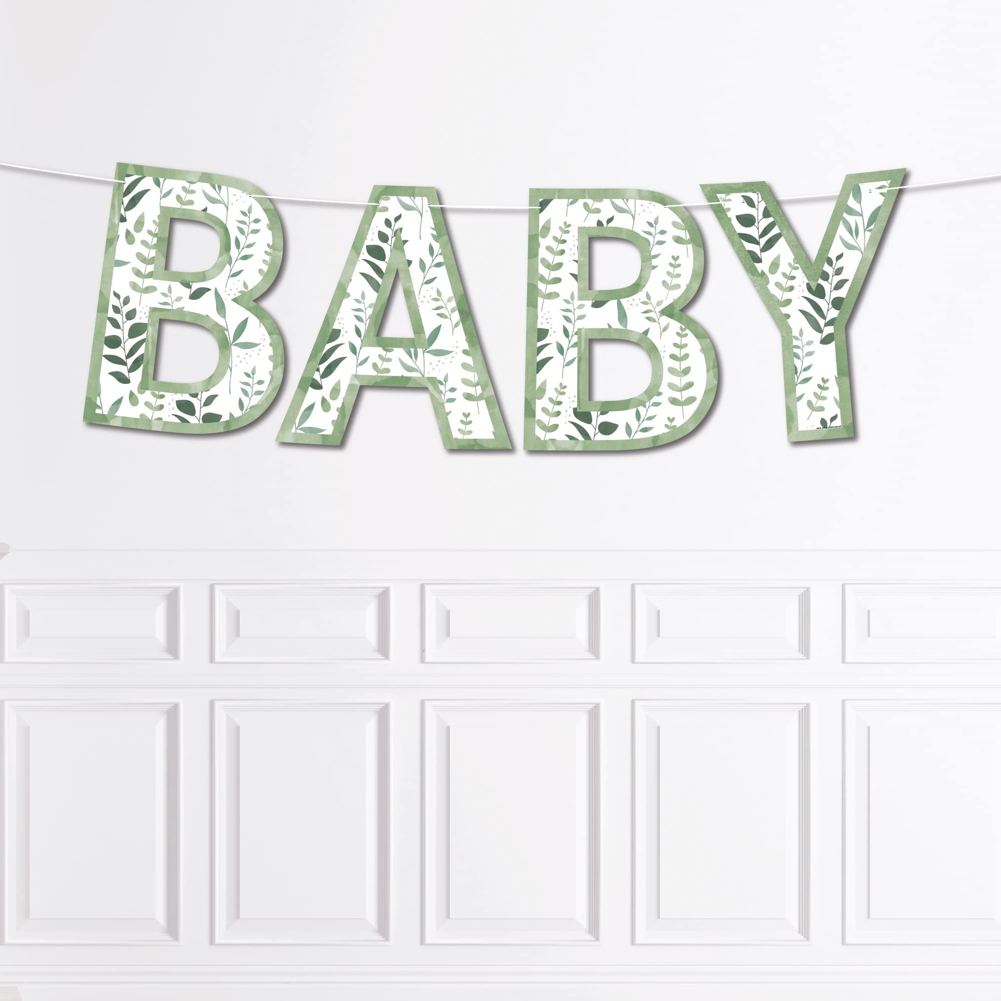 Boho Botanical Baby Shower Decorations - Greenery Letter Banner for Outdoor & Indoor Baby Shower Party Decor - Nursery Wall Hanging - Gender Neutral Baby Celebration