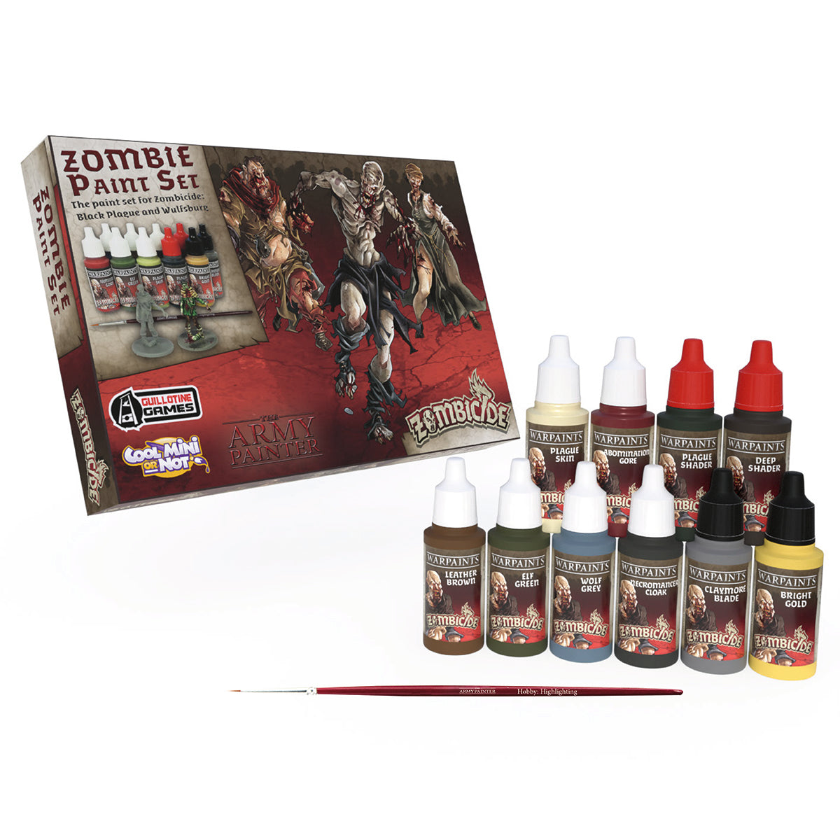 Zombicide Black Plague Miniature Paint Set - Premium Acrylic Paints for Board Game Miniatures - Perfect for Zombie Apocalypse Gaming & Tabletop RPG Scenes