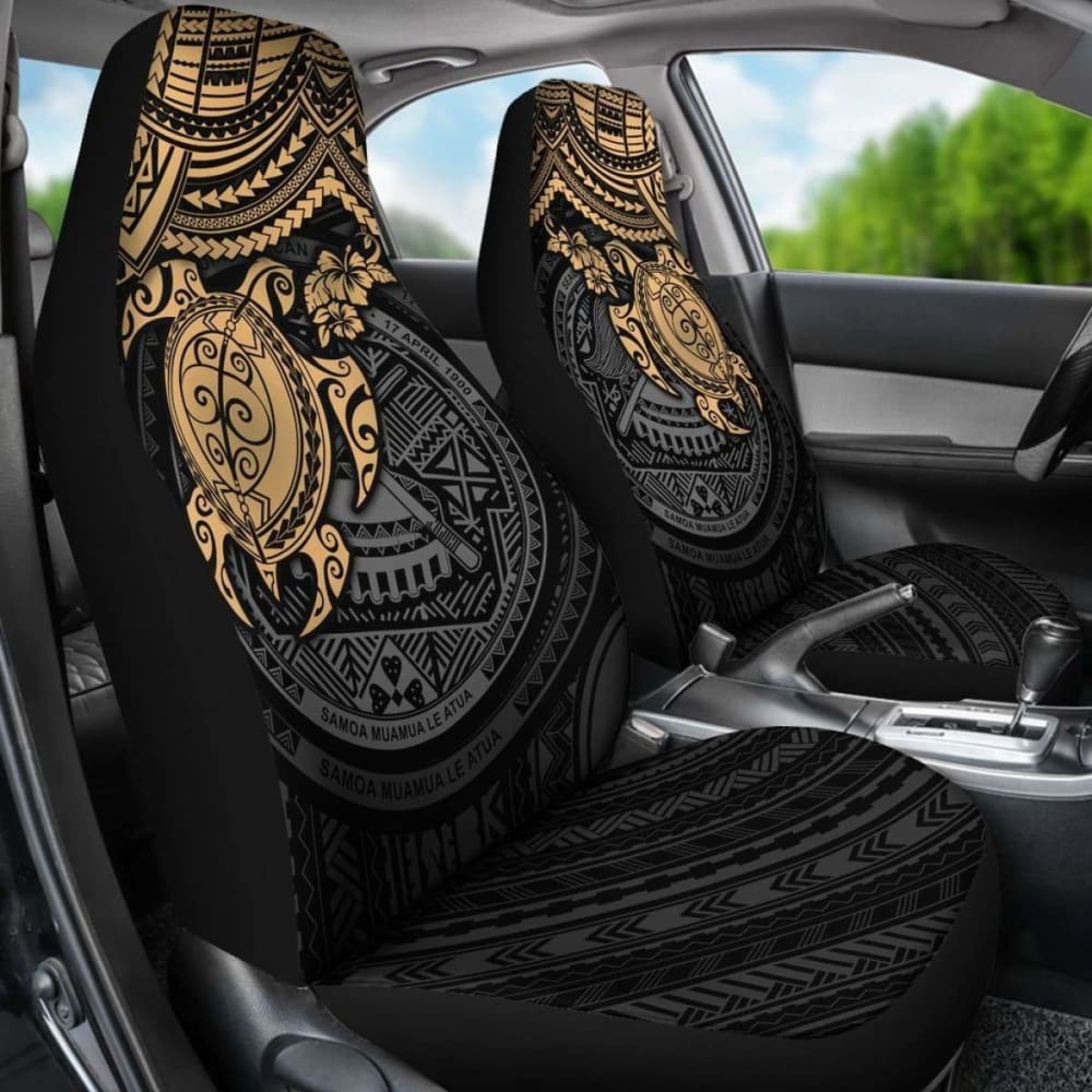 Premium American Samoa Polynesian Car Seat Covers - Gold Turtle Design for Cars, SUVs & Trucks | Durable & Stylish for Daily Commute, Road Trips & Tropical Vacations