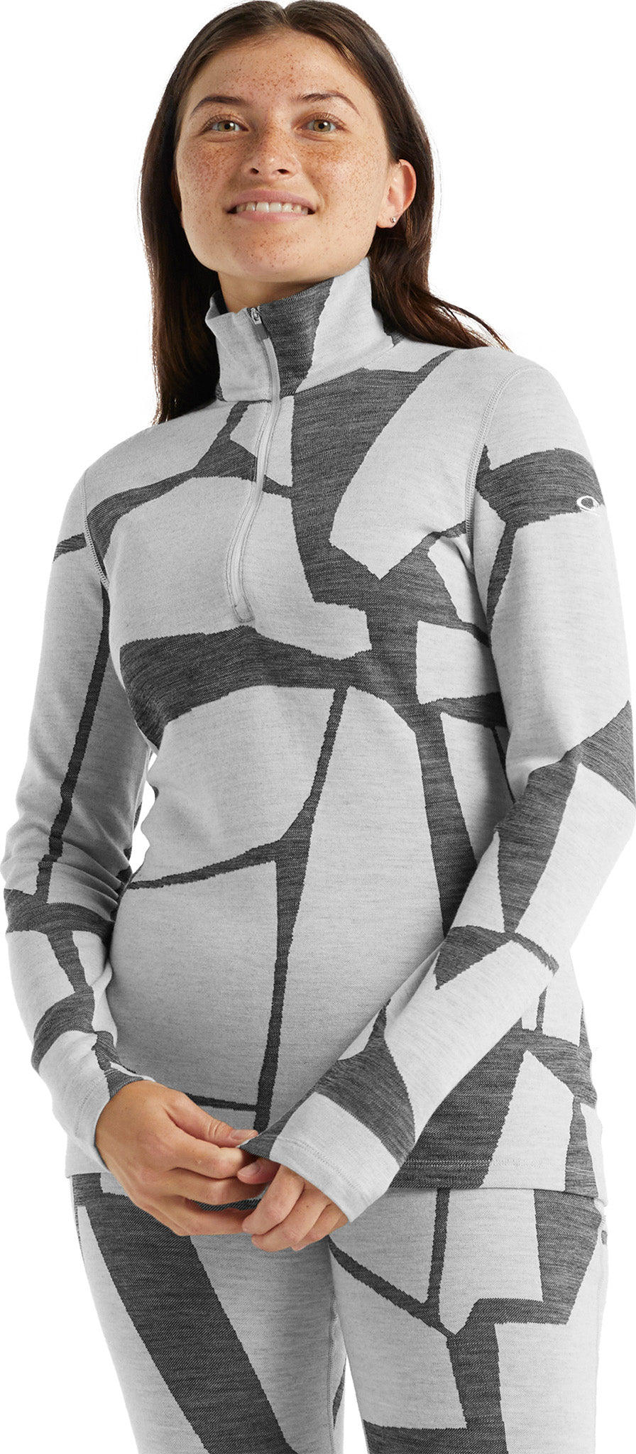 250 Vertex Fractured Landscapes Long Sleeve Half Zip Base Layer for Women - Thermal Underwear for Hiking, Skiing & Outdoor Activities