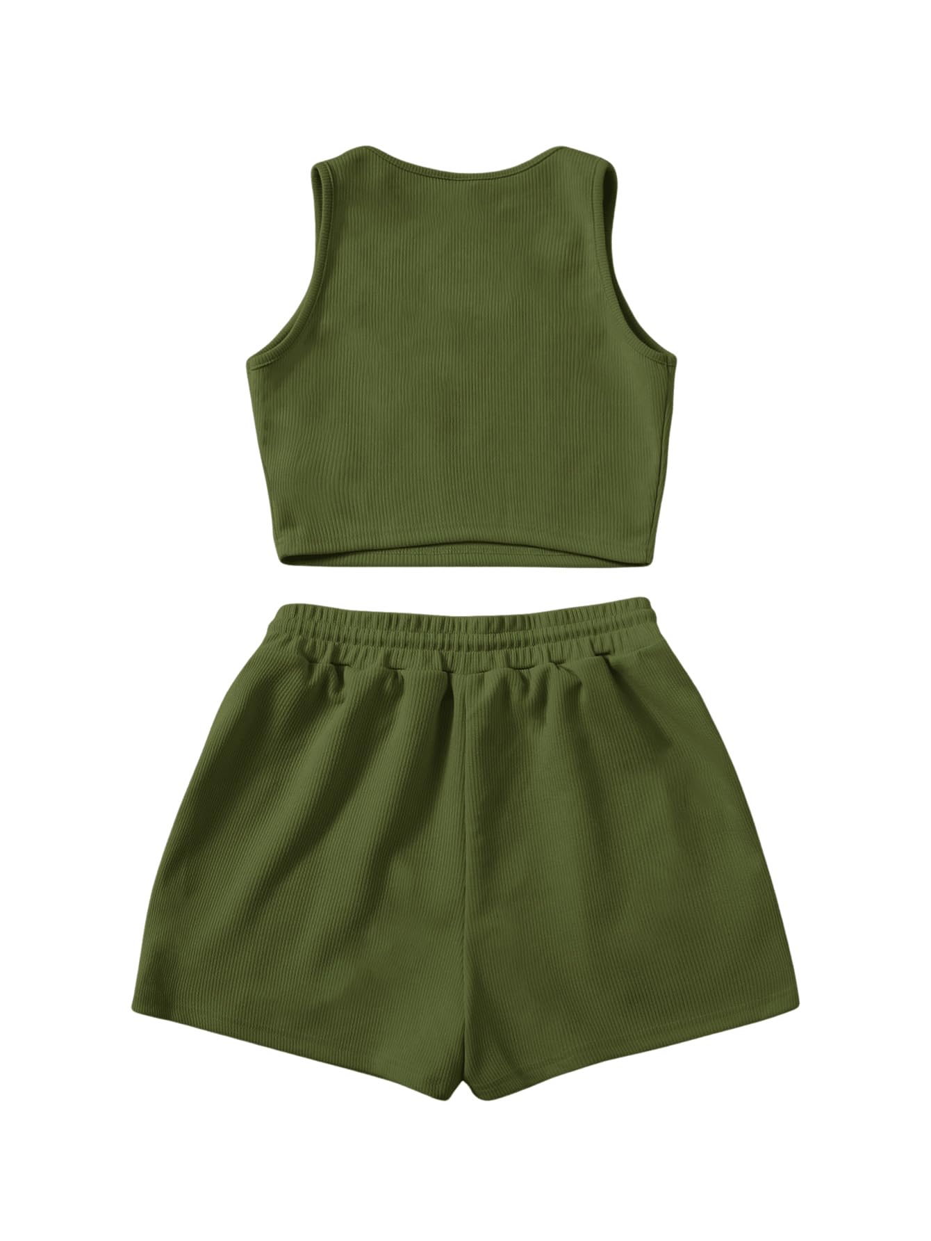 SweatyRocks Women's 2 Piece Outfit - Sleeveless Crop Top & Shorts Set | Summer Casual Wear, Beach Vacation, Gym Yoga Outfits