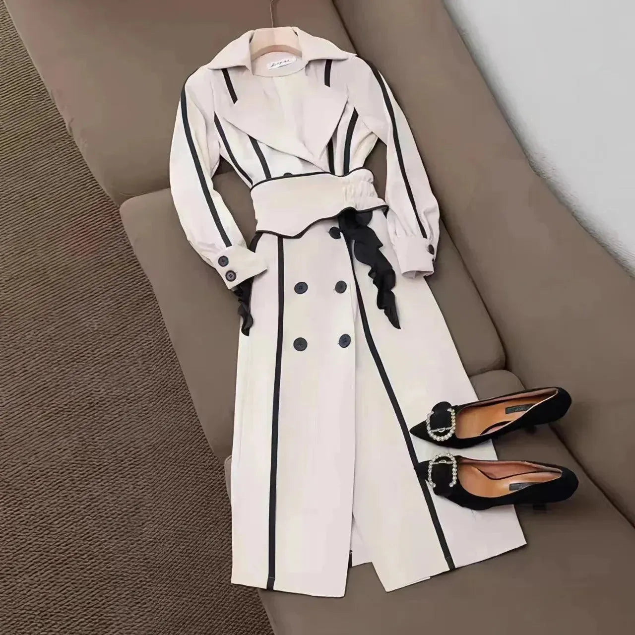 Double Breasted Women's Trench Coat - Classic Waterproof Long Coat for Fall & Winter | Office Wear, Business Casual & Outdoor Fashion