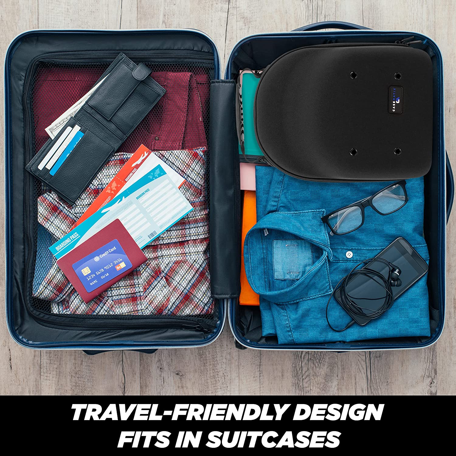 CASEMATIX Hard Shell Baseball Cap Travel Case - Holds 6 Hats with Adjustable Shoulder Strap & Carry Handle - Protective Storage for Baseball Caps, Snapbacks, and Hats - Perfect for Travel, Sports, and Outdoor Adventures