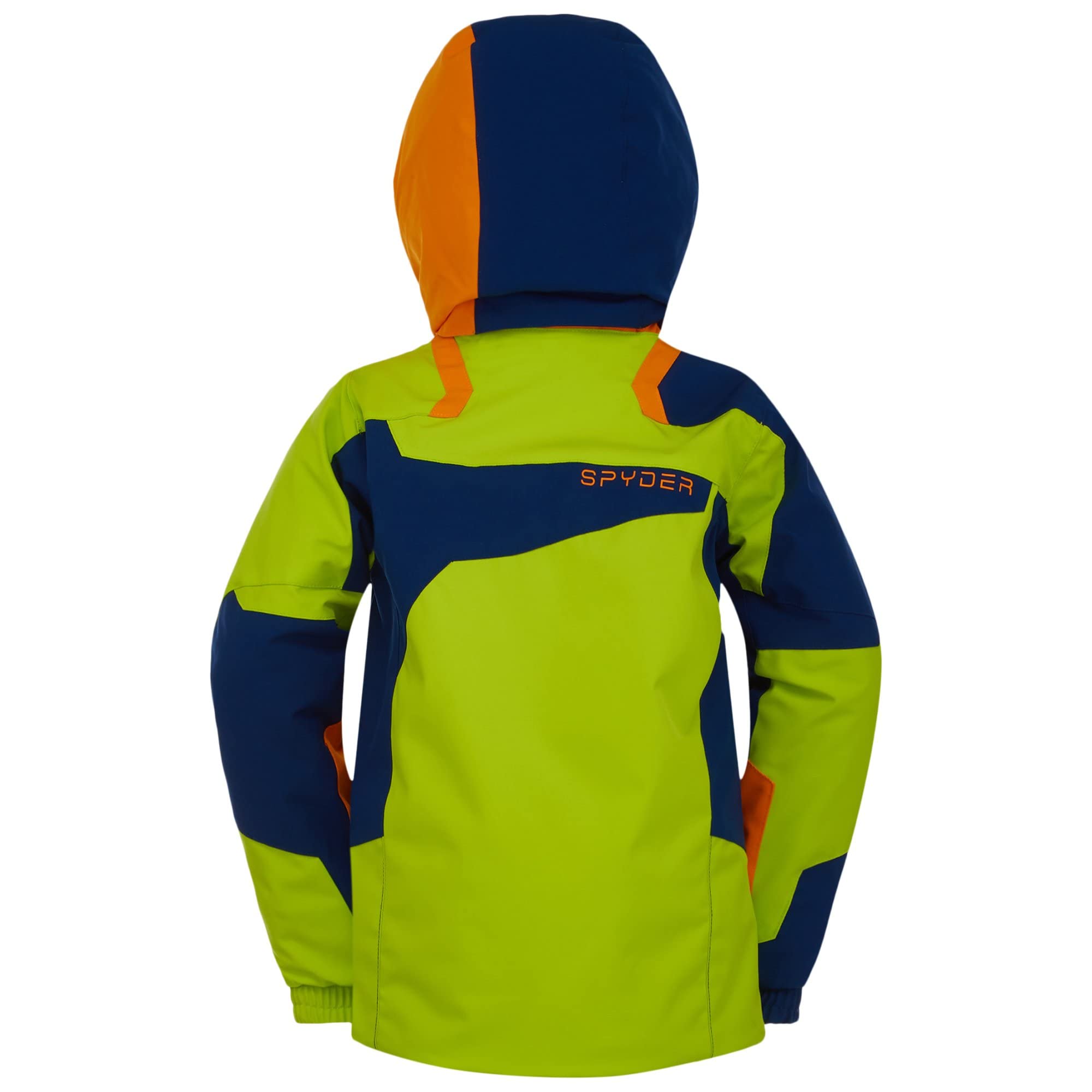 Spyder Boys Mini Leader Jacket - Waterproof Windbreaker for Toddler & Kids (Ages 4-6) | Sharp Lime/Abyss Color | Outdoor Play, School, Winter Sports Jacket