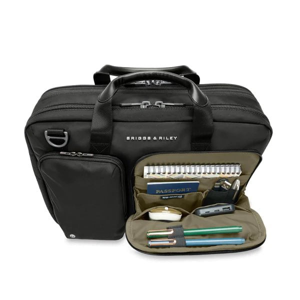 Briggs & Riley HTA Medium Slim Expandable Briefcase - Professional Laptop Bag for Business Travel & Office Commute - Durable Carry-On with Expandable Storage for Work Essentials