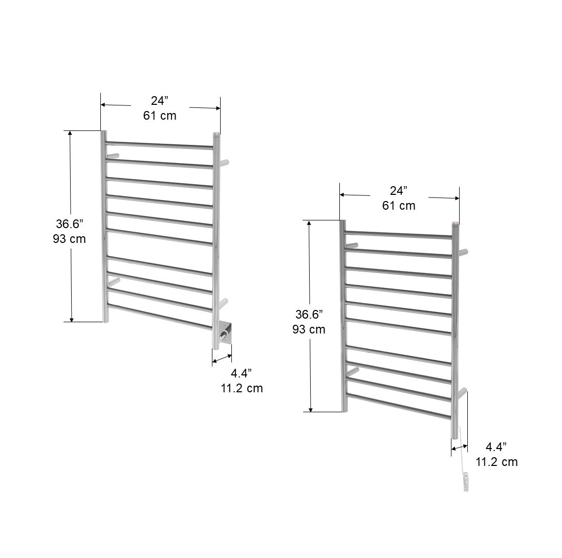 Novara Dual 10 Bar Wall Mounted Stainless Steel Towel Warmer - Bathroom Luxury Heated Towel Rack for Spa, Hotel & Home Use