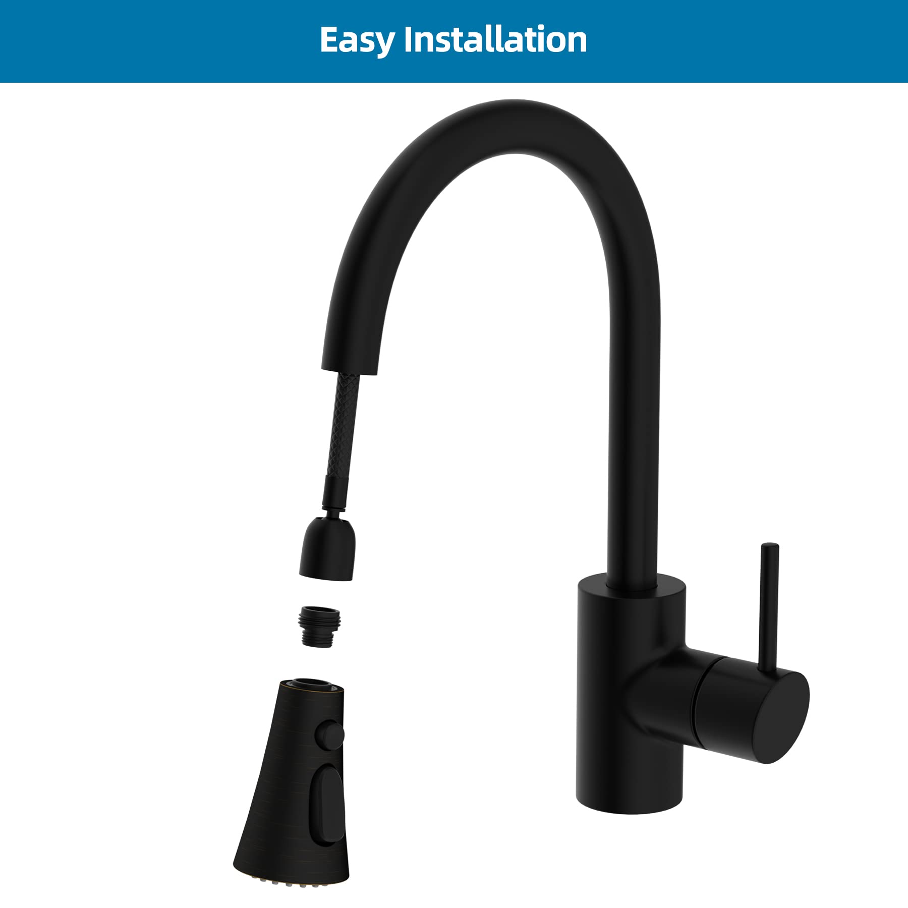 Hygie Rinse Pull Down Kitchen Faucet Spray Head Replacement - 3 Function Sprayer with 15 Adapter Kit, Oil-Rubbed Bronze Finish for Modern Kitchen Sink - Perfect for Washing Dishes, Cleaning Vegetables, and Rinsing Countertops