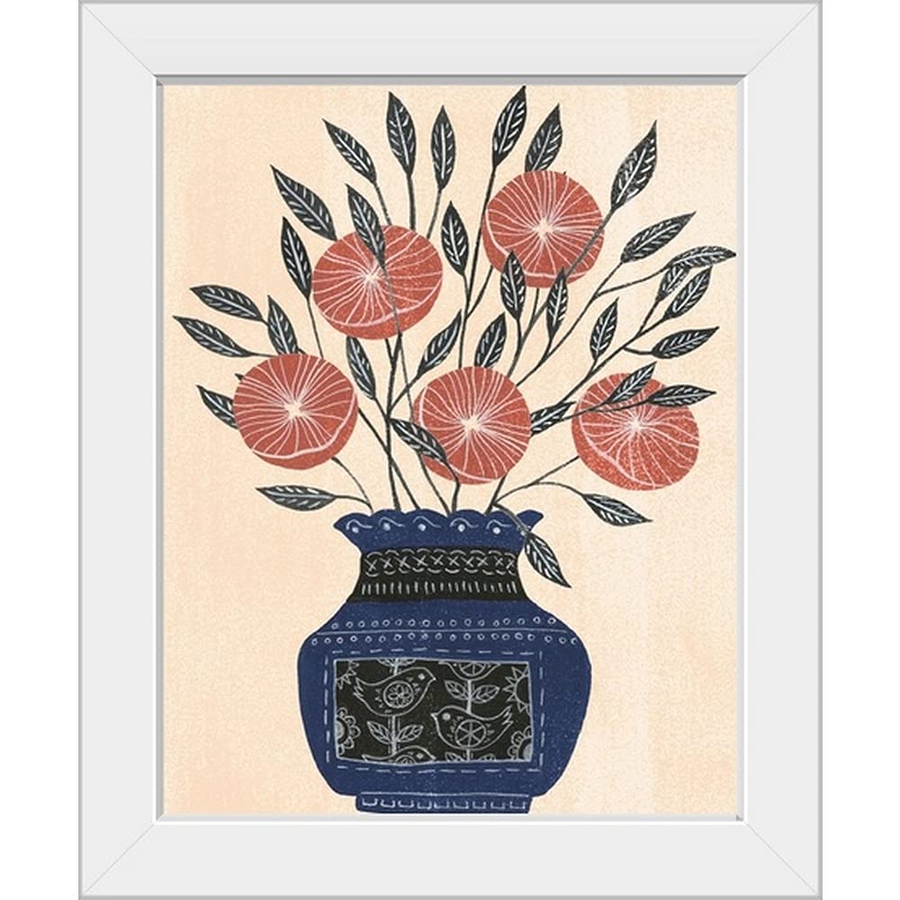 White Framed Floral Art Print - Elegant Vase of Flowers Wall Decor | Perfect for Living Room, Bedroom & Office Aesthetic