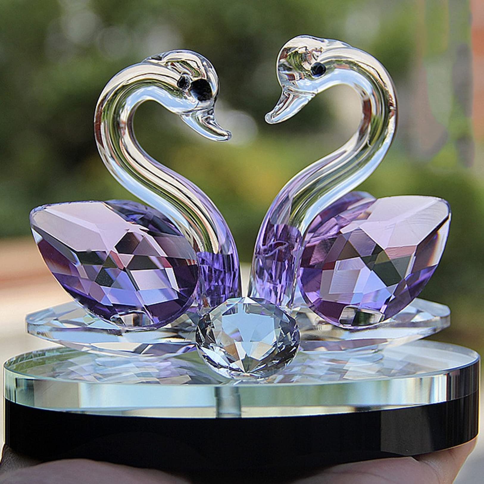 Elegant Swan Crystal Glass Figurine Paperweight - Handcrafted Home Decor Statuette for Living Room, Office Desk, Wedding Centerpiece & Gift Idea