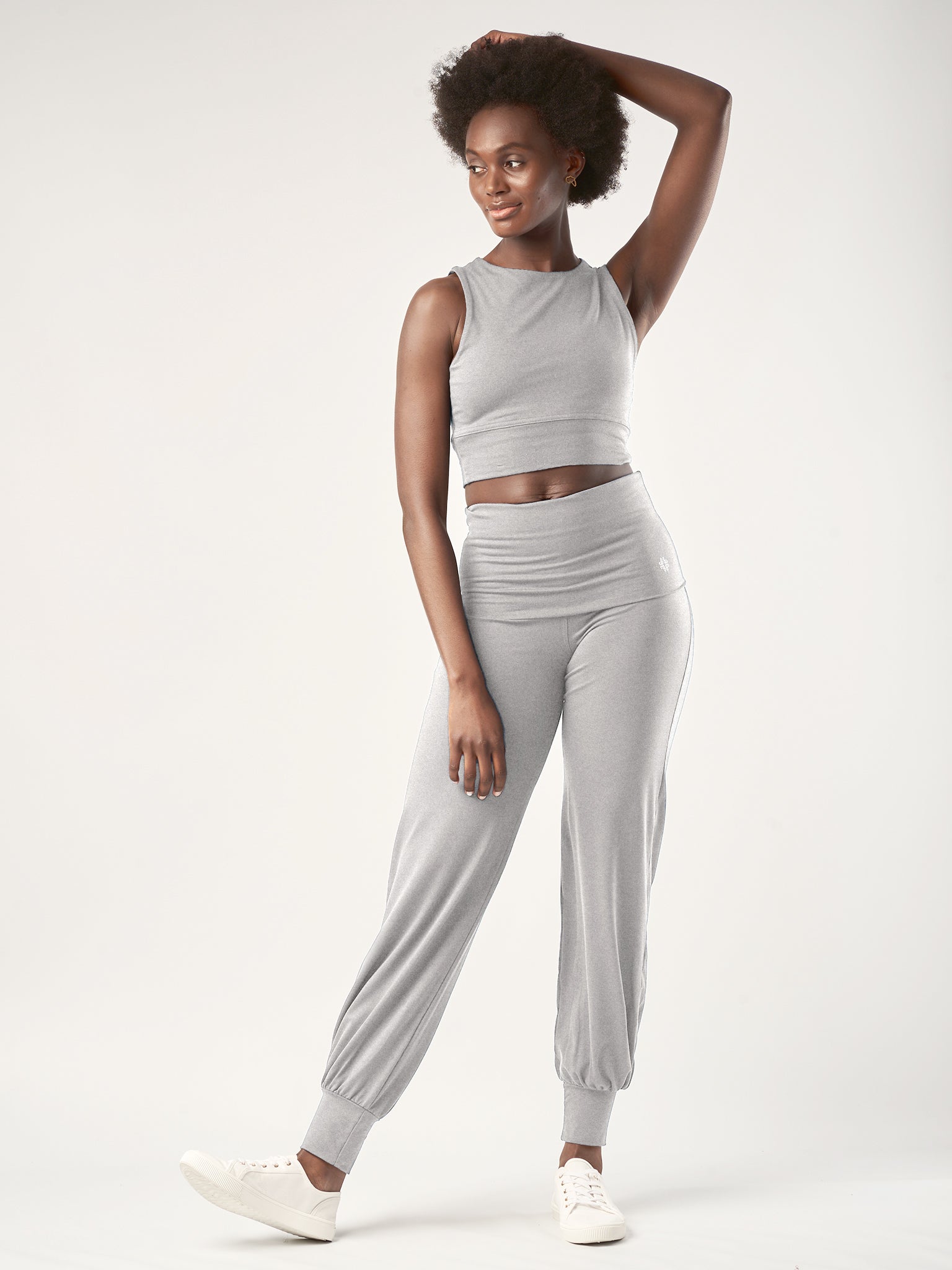Gossypium Aspire Harem Pants for Women - Marl Grey Cotton Lounge Pants | Yoga, Meditation & Boho Chic Outfits
