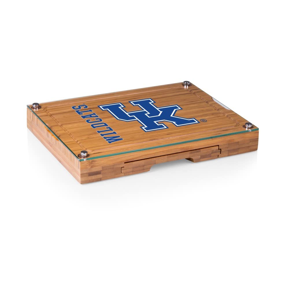 PICNIC TIME NCAA Concerto Glass Top Cheese Board & Knife Set - Bamboo Charcuterie Board with Glass Top Cutting Board - Perfect for Wine Parties, Cheese Tasting & Entertaining Guests