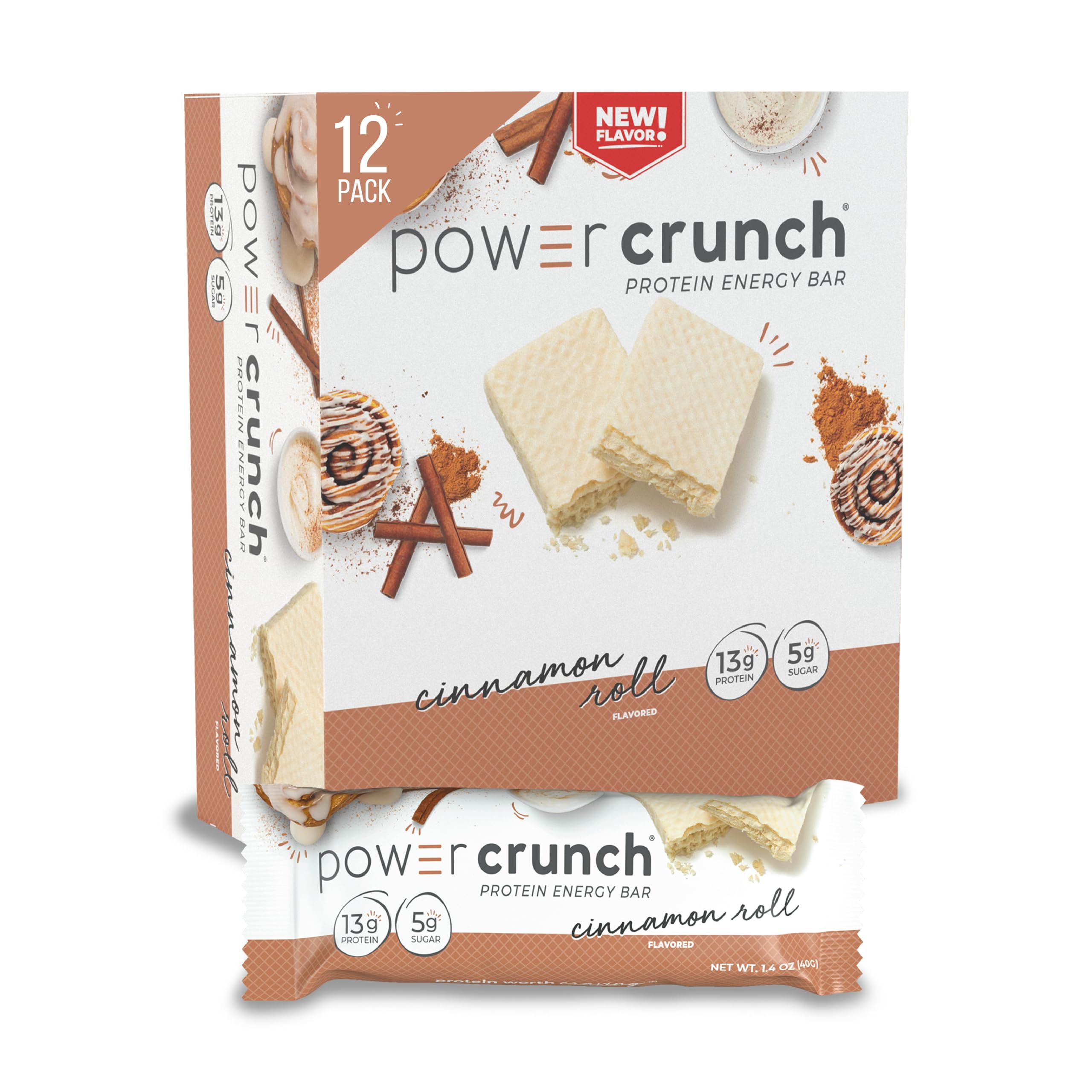 Power Crunch Protein Wafer Bars - High Protein Snacks (24 Pack) | Peanut Butter Creme & Cinnamon Roll Flavors | 1.4oz Each | Keto Friendly, Low Carb, Gluten Free | Perfect for Post-Workout, On-the-Go & Healthy Snacking