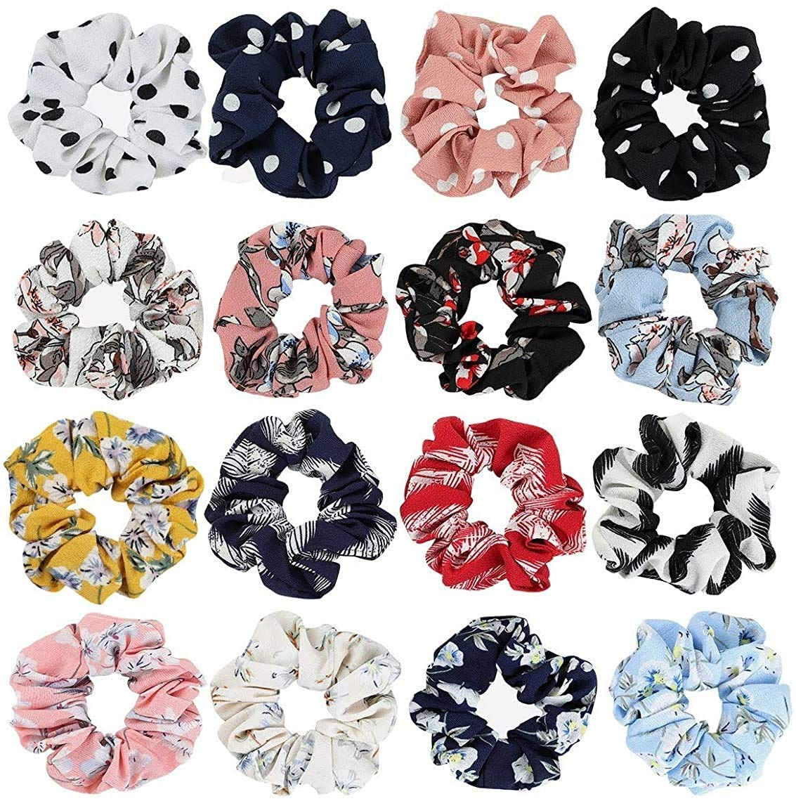 CUVLY 12 Pack Printed Hair Scrunchies - Soft Cotton & Silky Hair Bands for Women & Girls | Multi-Color Hair Ties for Ponytails, Buns & Everyday Styling | Perfect Hair Accessories for School, Work & Gym