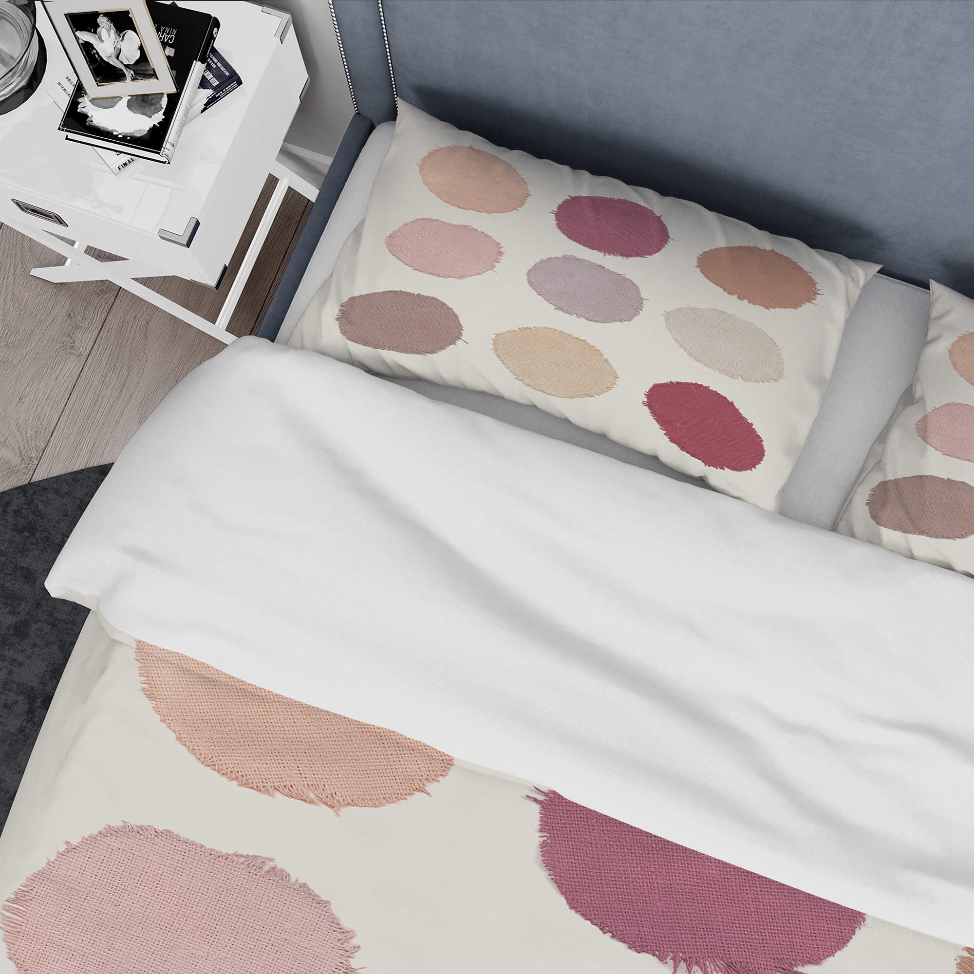 DesignQ Modern Beige Geometric Duvet Cover Set King - 3 Piece Contemporary Bedding with Unique Circle Patterns, All Season Soft & Breathable - Perfect for Master Bedroom, Guest Room & Dorm Decor