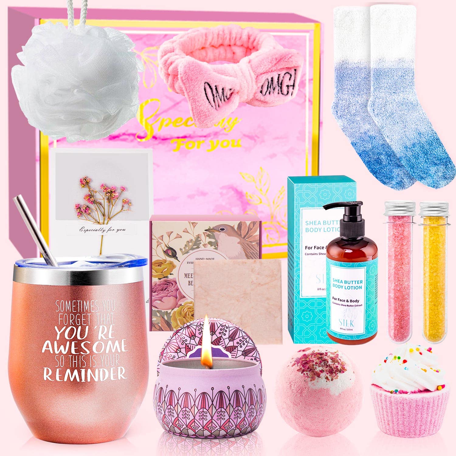 Luxury Spa Gift Box for Women - Relaxing Birthday, Get Well Soon & Self Care Gifts for Her, Mom, Best Friend | Rose Gold Present for Women Who Have Everything | Perfect for Home Spa Days, Stress Relief & Special Occasions