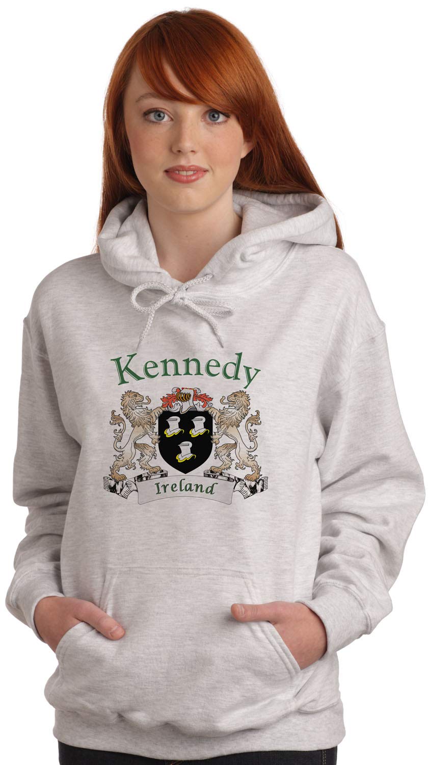 Kennedy Irish Coat of Arms Hooded Sweatshirt - Celtic Heritage Pullover with Ash Grey Hoodie for Men & Women | Perfect for St. Patrick's Day, Irish Pride Events & Casual Wear