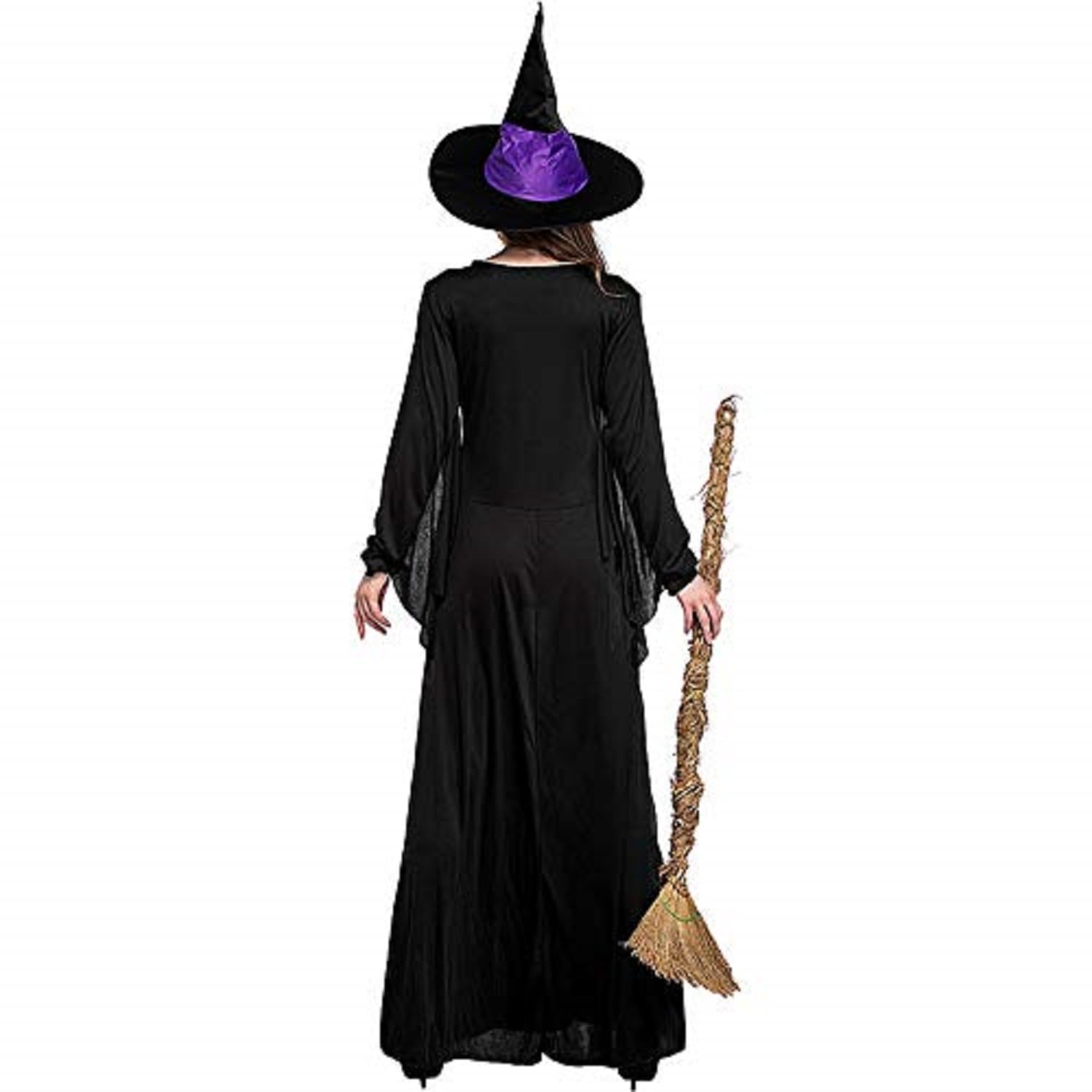 Wicked Witch Costume for Women - Purple Long Sorceress Dress with Cape | Halloween Cosplay, Witch Party, Theatrical Performance, Fantasy Role Play