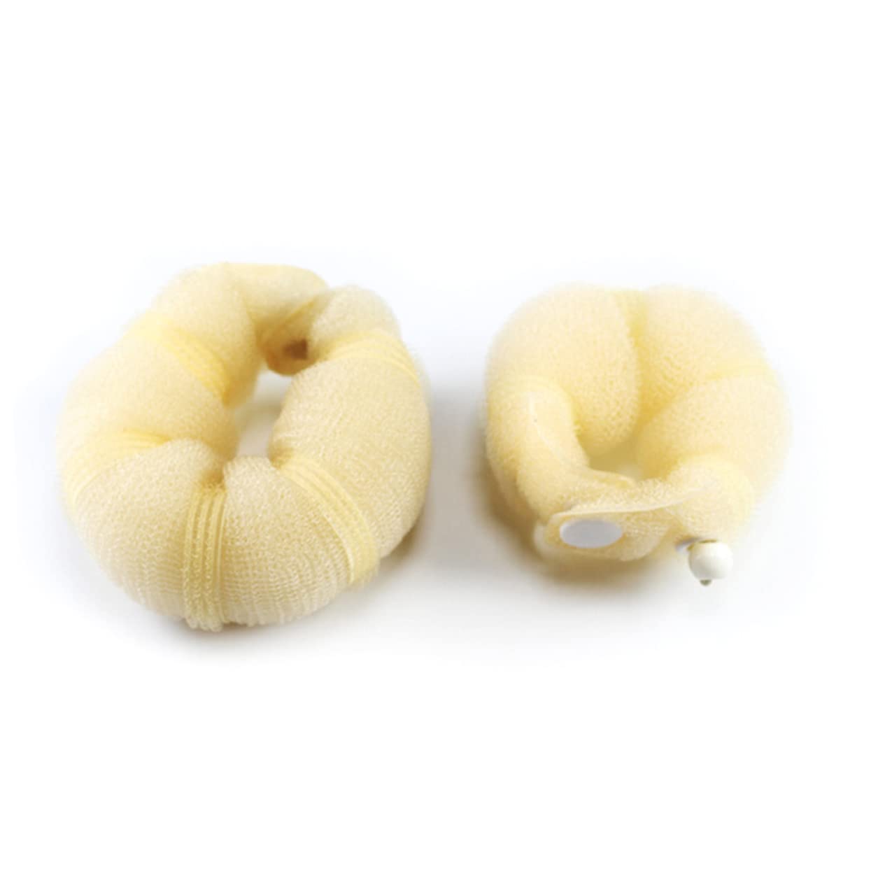 FRCOLOR 2-Pack Hair Donut Bun Maker - Elastic Hair Bun Tool for Perfect Messy & Sleek Buns - Beige Hair Donut for Women & Girls - Great for Work, Gym, Wedding & Everyday Hairstyles