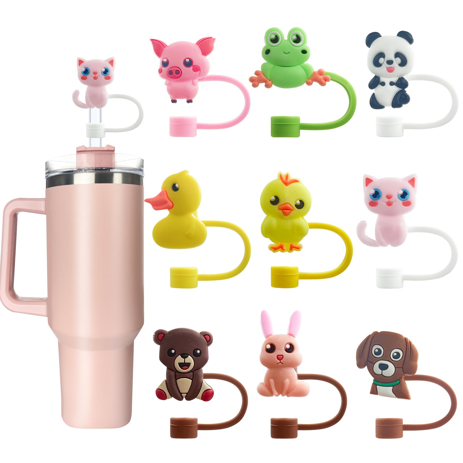 9 PCS Silicone Straw Covers for Stanley Cups - Dust-Proof Reusable Straw Caps for Water Bottles, Tumblers & Travel Mugs - Perfect for Outdoor, Gym, Office & Daily Hydration