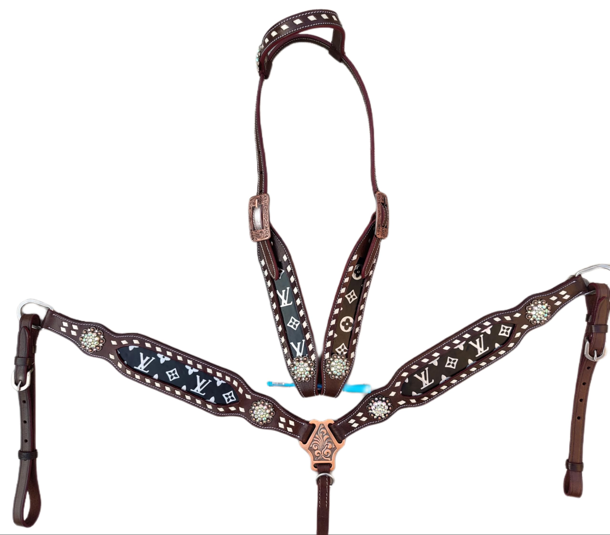 Premium Western Horse Leather Tack Set - White & Black Cowboy Riding Gear for Training & Shows | Durable & Comfortable for Trail Riding, Rodeos, and Ranch Work