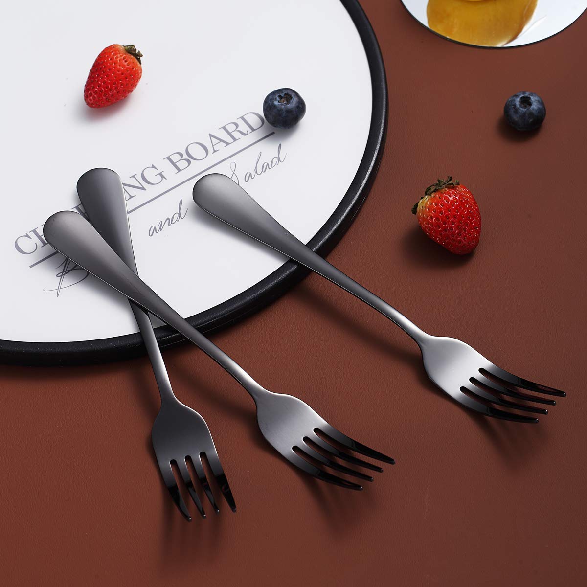 Premium 4-Piece Black Stainless Steel Dinner Forks Set - Berglander 7.9