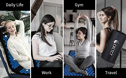 Extra Long Yoga Acupressure Mat Set - Large Magnetic Massage Mat with Neck Pillow for Back Pain Relief & Relaxation | Perfect for Home Yoga, Meditation, and Stress Relief (Blue)