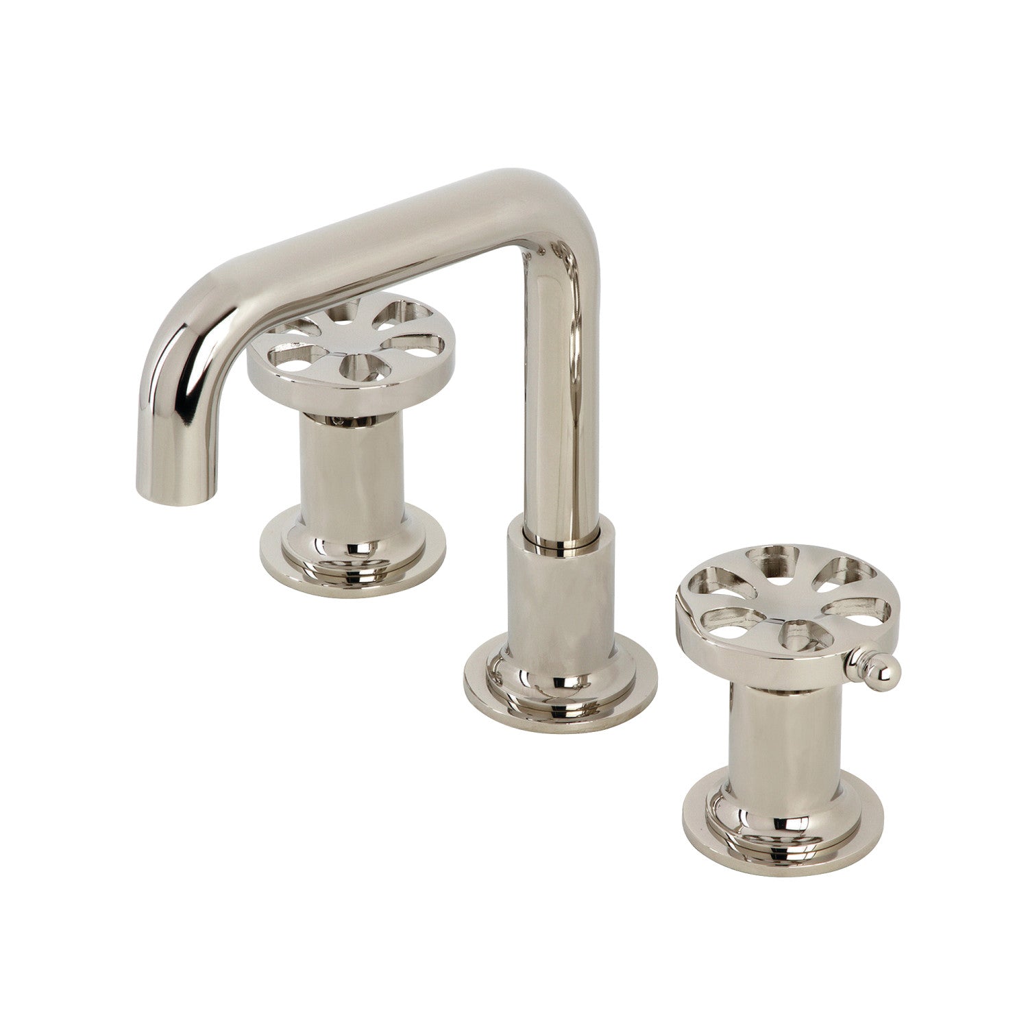 Belknap KS142RXPN 3-Hole Widespread Bathroom Faucet with Push Pop-Up Drain - Polished Nickel Finish - Two Handle Deck Mount Sink Faucet for Bathroom Vanity & Powder Room