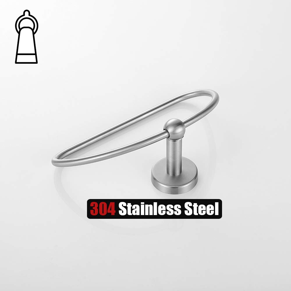 Stainless Steel Towel Ring Holder - 7 Inch Brushed Nickel Wall Mount Bathroom Accessory (TR160-BN) - Perfect for Modern Bathrooms & Powder Rooms