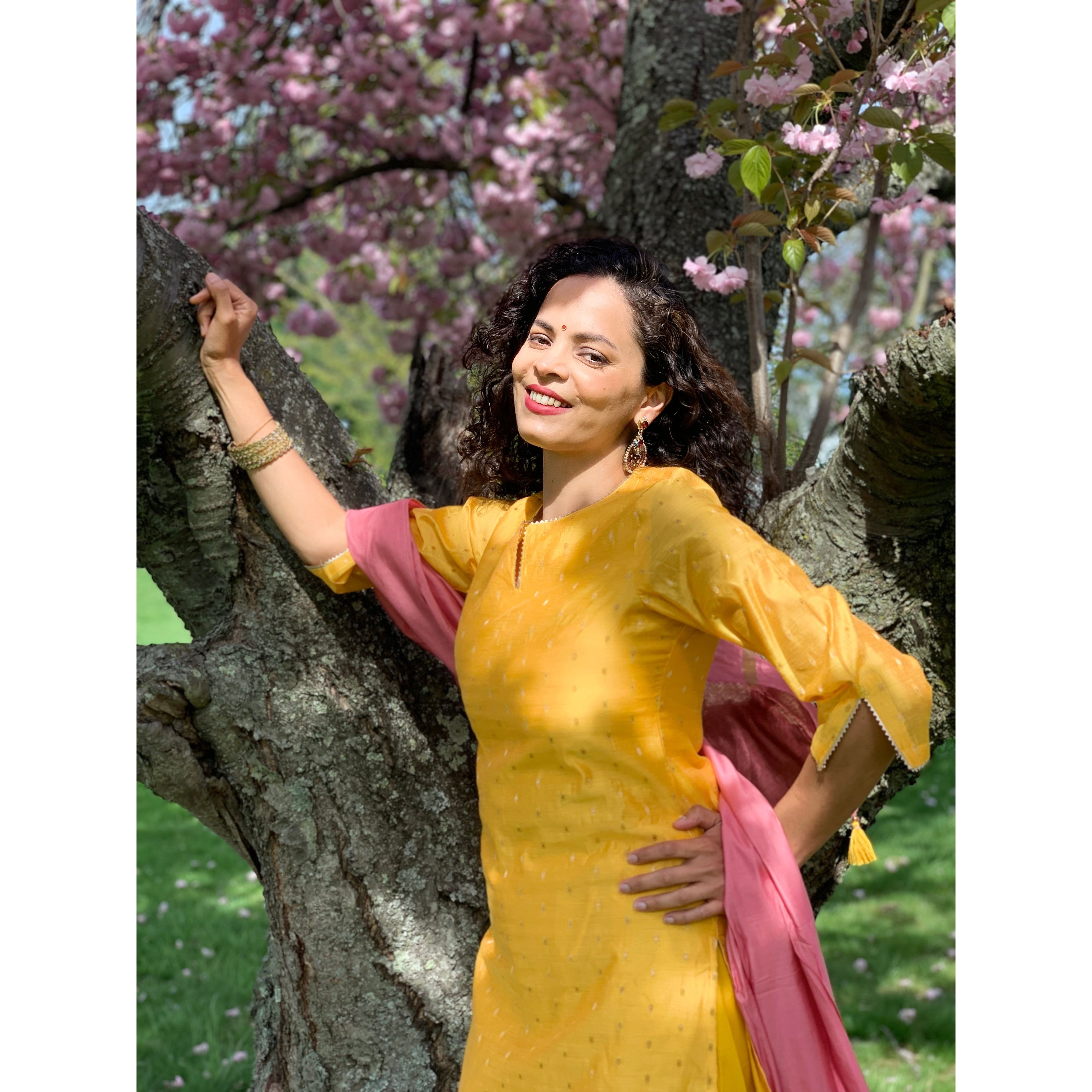 Elegant Yellow and Gold Printed Chanderi Silk Kurta Set for Women | Traditional Indian Ethnic Wear | Perfect for Festivals, Weddings & Special Occasions