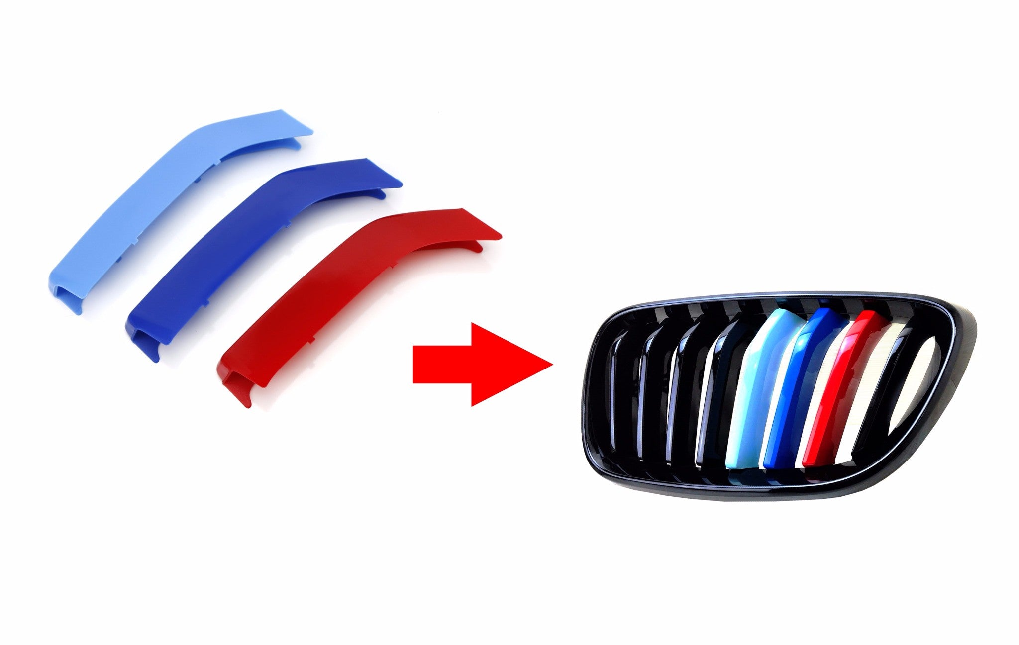 BMW 2 Series (2014-2020) M Color Grille Insert Trims - 8 Beam Black Grill Upgrade for Enhanced Style | Perfect for Car Enthusiasts & Customization Projects