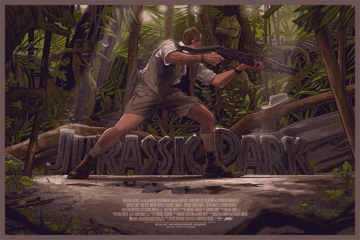 Jurassic Park Dinosaur Poster by Rich Kelly - Premium Wall Art for Home, Office & Classroom Decor - Perfect for Movie Fans & Dinosaur Lovers