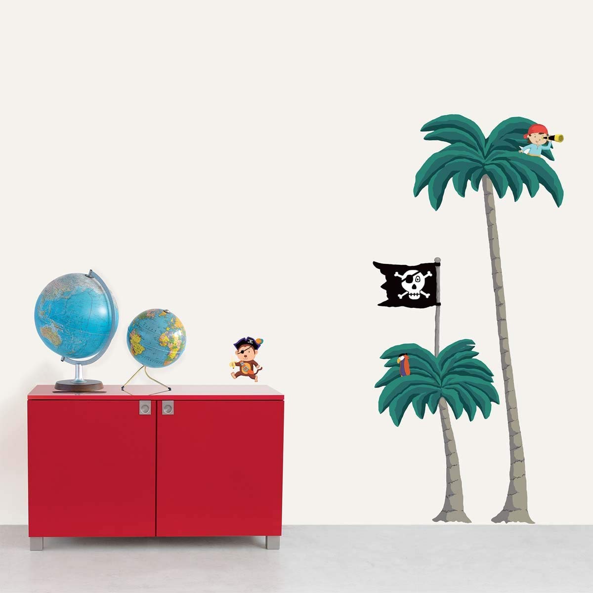 XX-Large Palm Trees and Pirates Wall Decals - Removable Home Decor Stickers for Living Room, Bedroom, Nursery | Tropical Themed DIY Wall Art for Kids & Adults