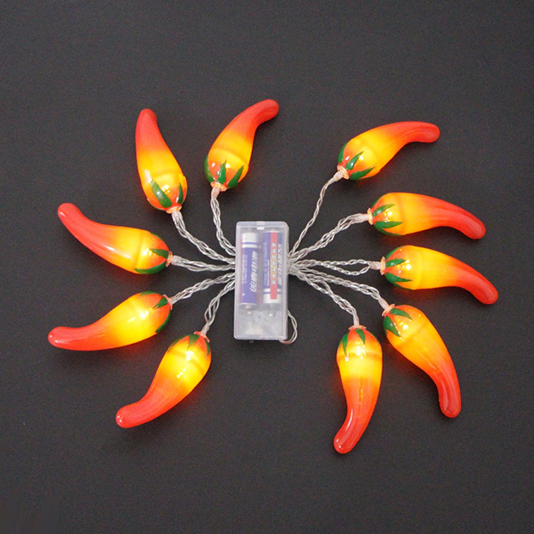 10 LED Red Chili Battery Operated String Lights - 5.5ft Decorative Lights for Home, Garden, Patio, Party & Wedding Decor | Perfect for Christmas, Chinese New Year, Spring Festival & Outdoor Festivities