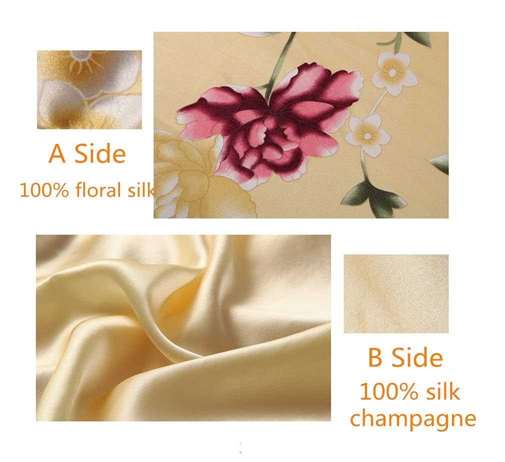 Luxury 100% Mulberry Silk Duvet Cover Set - 16.5mm Charmeuse Silk Bedding for Queen/King/Full/Twin Size - Soft & Breathable Quilt Cover for All-Season Comfort - Perfect for Master Bedroom, Guest Room & Hotel Use