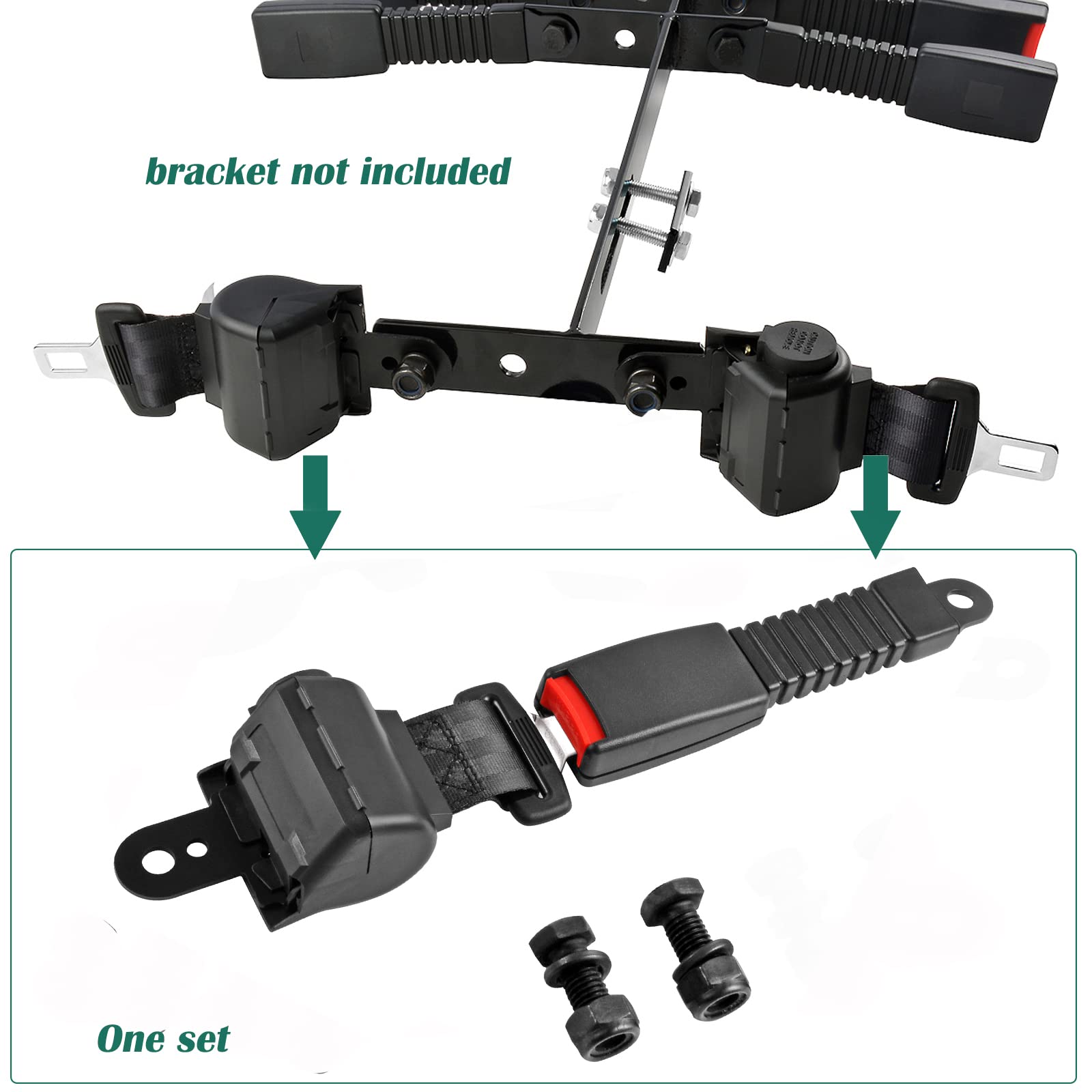 Roykaw Retractable Golf Cart Seat Belt Kit - Universal Fit for EZGO, Yamaha, Club Car, Go Kart & UTV - Safety Harness for Golf Carts, Utility Vehicles & Off-Road Adventures