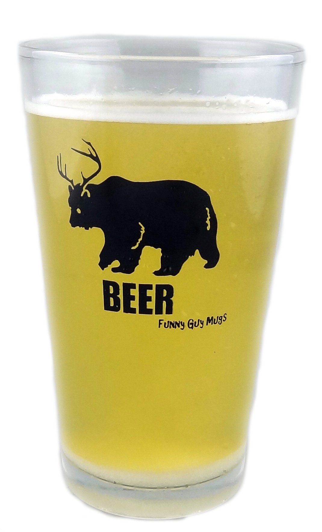 Funny Bear & Deer Beer Mug - 16 oz Pint Glass for Gifts, Parties & Home Bar Decor | Unique Novelty Drinking Cup