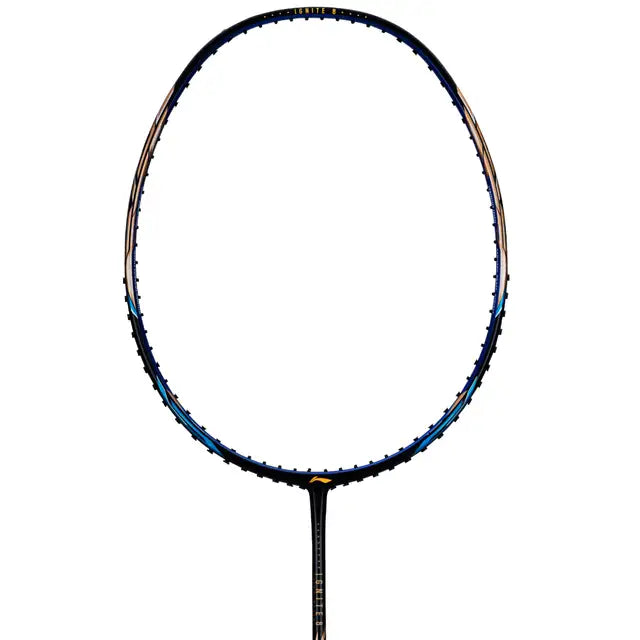 Li Ning IGNITE 8 Badminton Racket - Prestrung with Black Blue & Gold Design | Professional Carbon Fiber Shuttlecock Racket for Smash & Control | Perfect for Tournaments & Training | Made in China