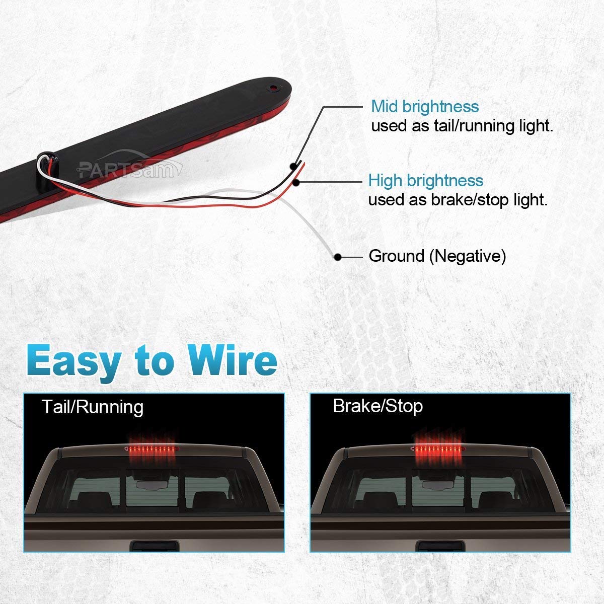 PARTSam 15 Inch 11 LED Trailer Light Bar Kit - 4Pcs Red LED Tail Lights & 2Pcs White LED Backup Lights for Trucks, Trailers, RVs - Waterproof, Durable for Off-Road, Towing, Camping, and Heavy-Duty Use