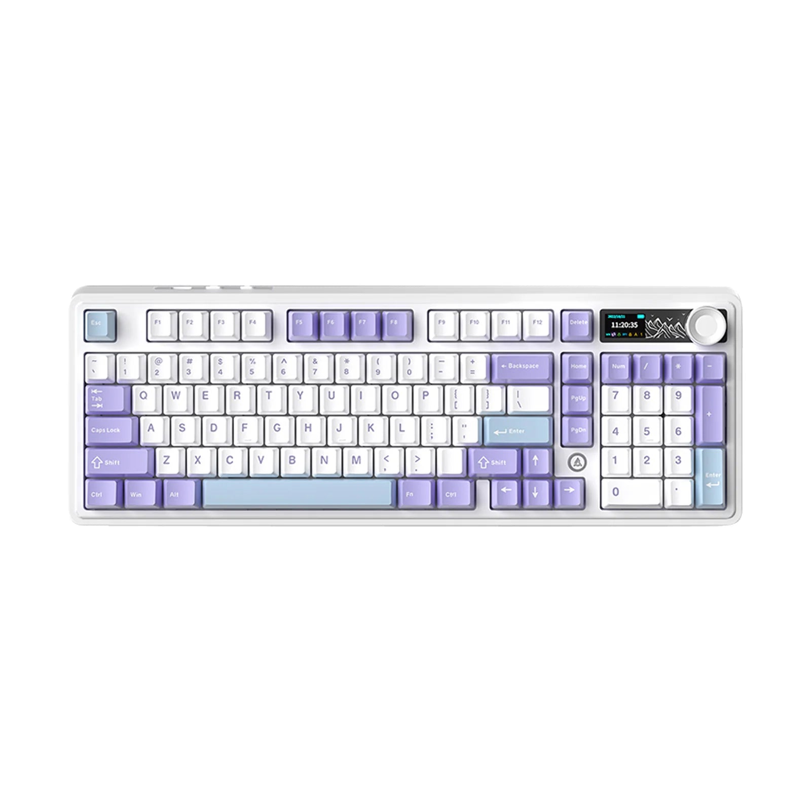 Ajazz AK980 Silent Purple White Blue Mechanical Keyboard with Screen, RGB Backlit, Wired & Wireless, Mute Switch - Perfect for Gaming, Office Work & Typing