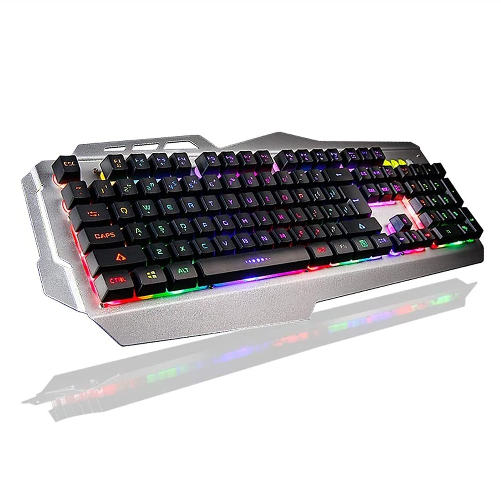 Zinhsq RGB LED Backlit Wired Mechanical Gaming Keyboard - 104 Standard Keys with Aluminum Base for PC, Mac, PS4, Xbox - Perfect for Gaming, Typing & Office Work
