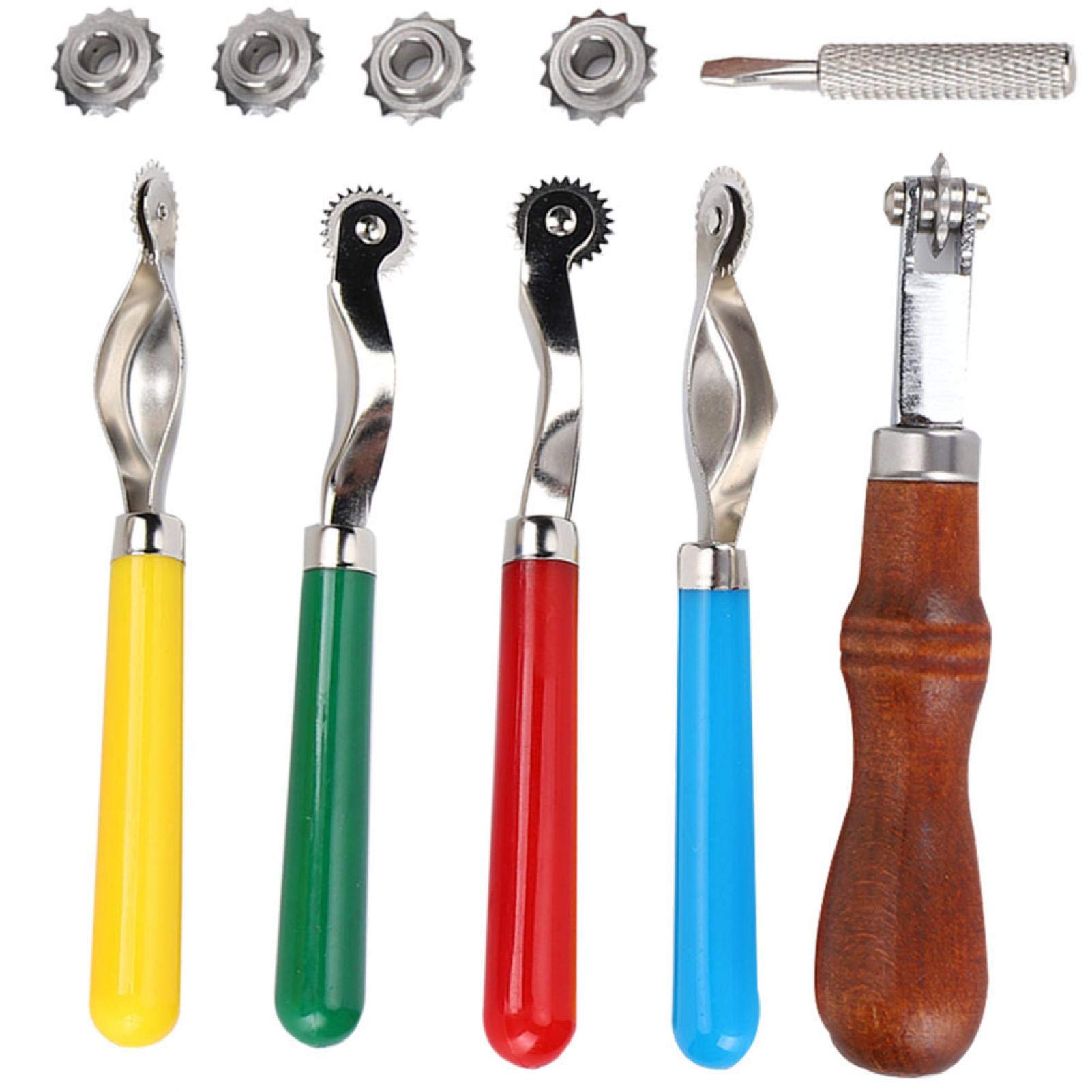5-Piece Fockety Tracing Wheel Set – Professional Sewing Needle Wheel & Leather Punching Tool for DIY Leather Crafting, Art Projects, and Leatherworking (Ideal for Bag Making, Wallet Stitching & Shoe Repair)